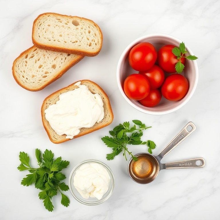 Raw Ingredients for Tomato Cottage Cheese Toast