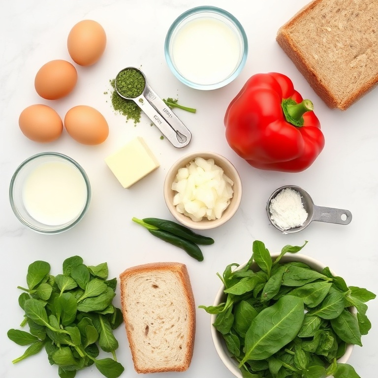 Raw ingredients for veggie scrambled eggs