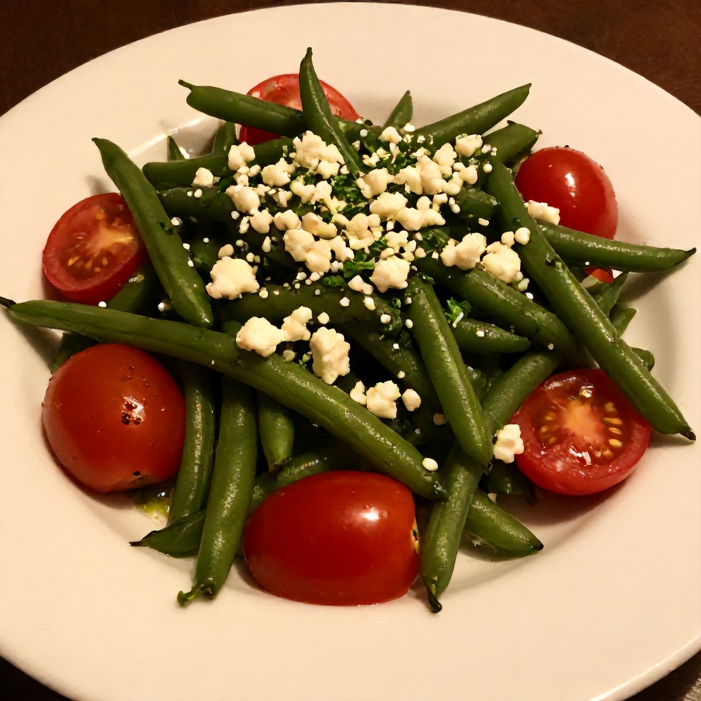 Plated Fresh Green Bean and Tomato Salad