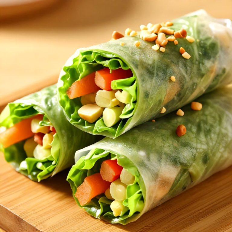 fresh lettuce wrapped veggie spring rolls