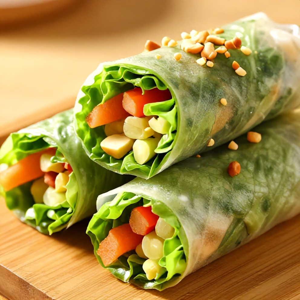 fresh lettuce wrapped veggie spring rolls