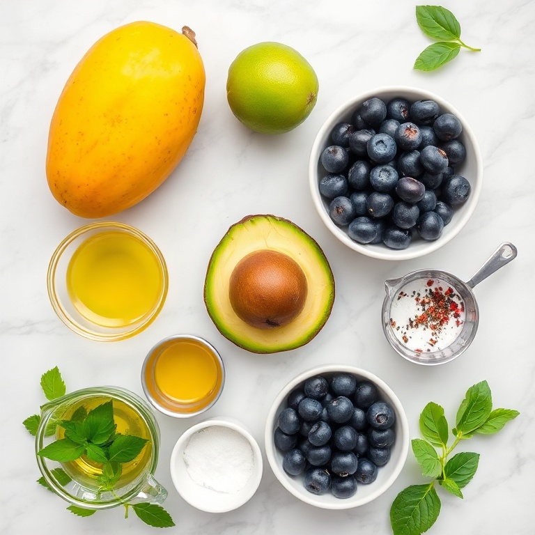 Raw ingredients for Fresh Mango Cucumber Salad