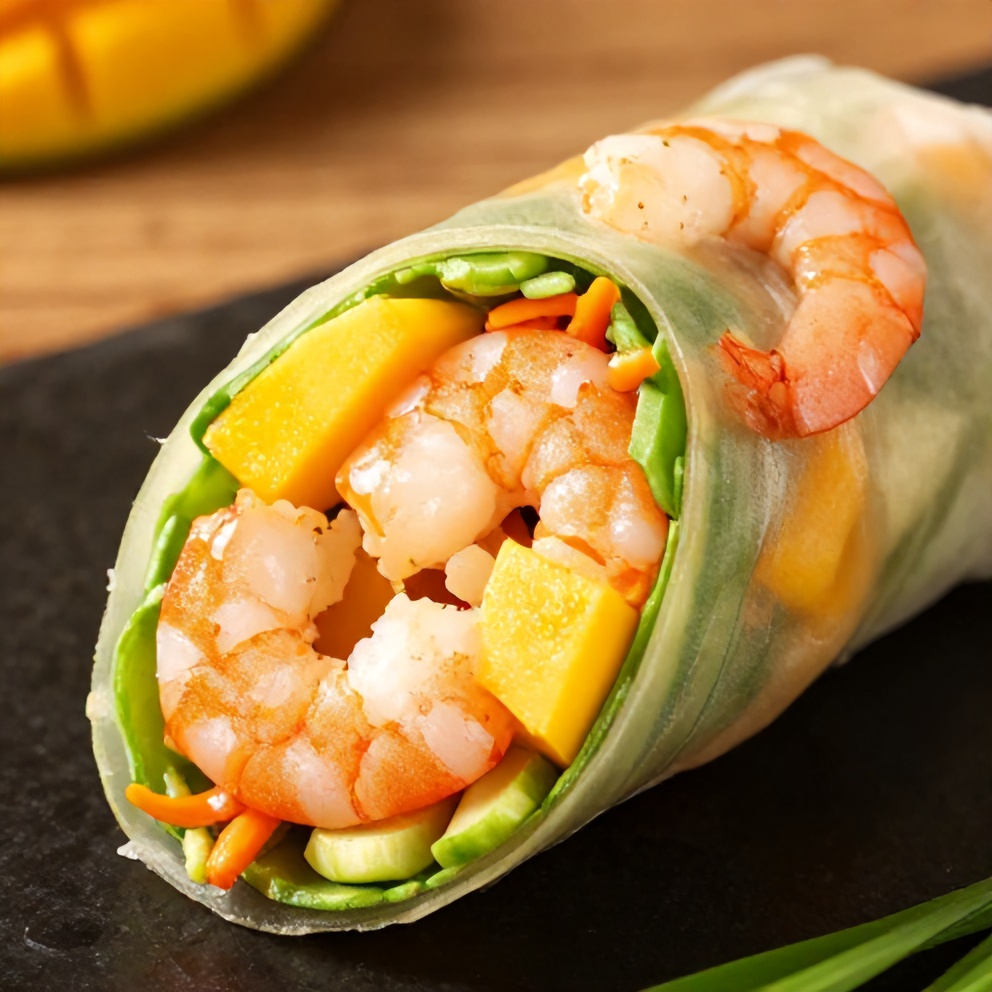 fresh mango shrimp summer rolls