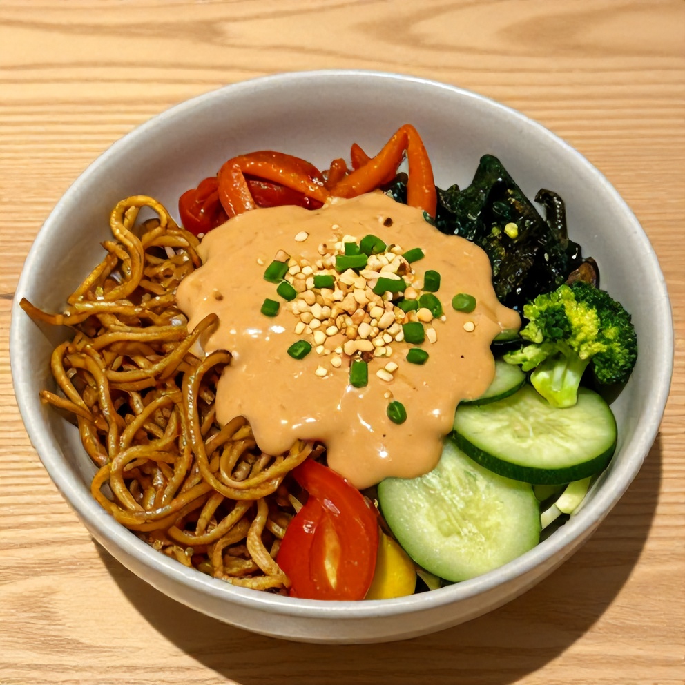 Fresh Spring Roll Bowl with Creamy Peanut Sauce