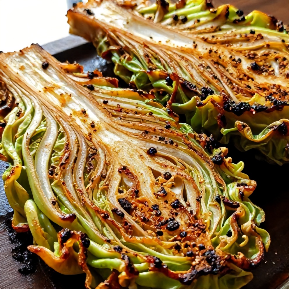 Garlic Roasted Cabbage Steaks