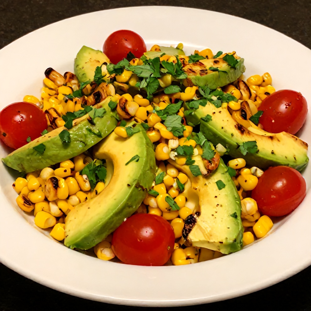 Plated Grilled Corn Avocado Salad