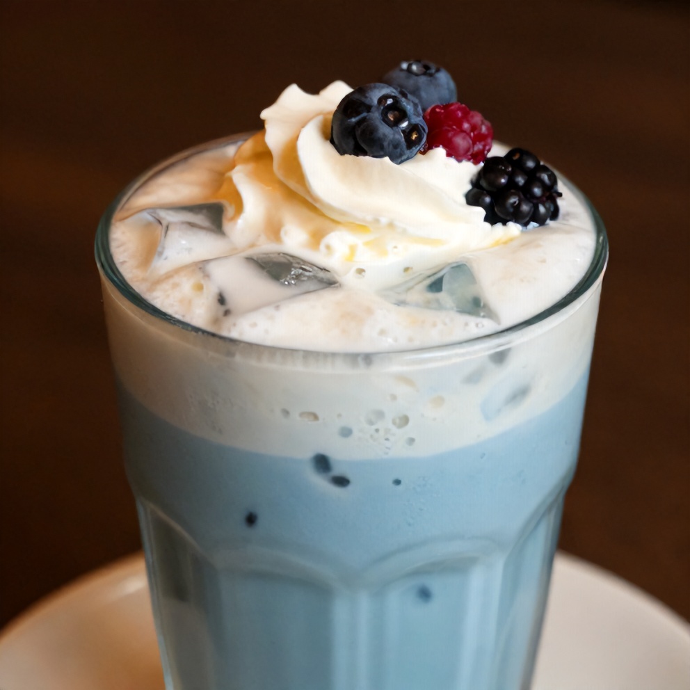 Iced Blue Tea Latte with Vanilla Cold Foam