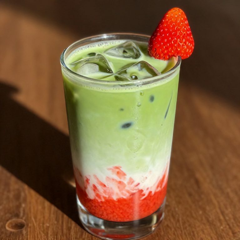 iced matcha strawberry latte