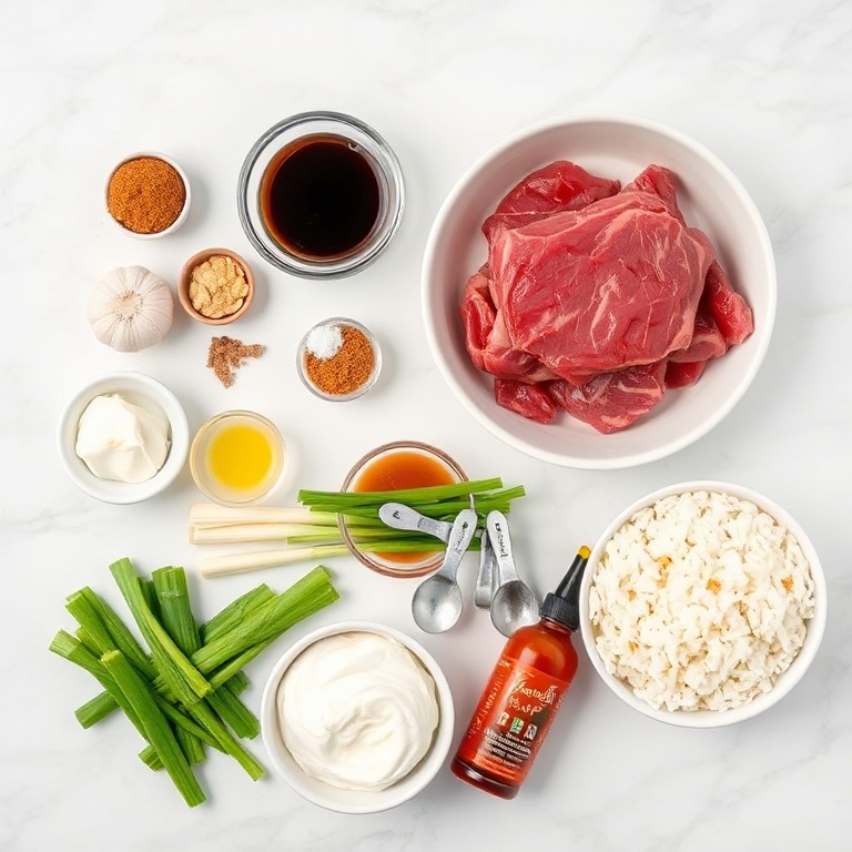 Korean BBQ Steak Rice Bowls Ingredients