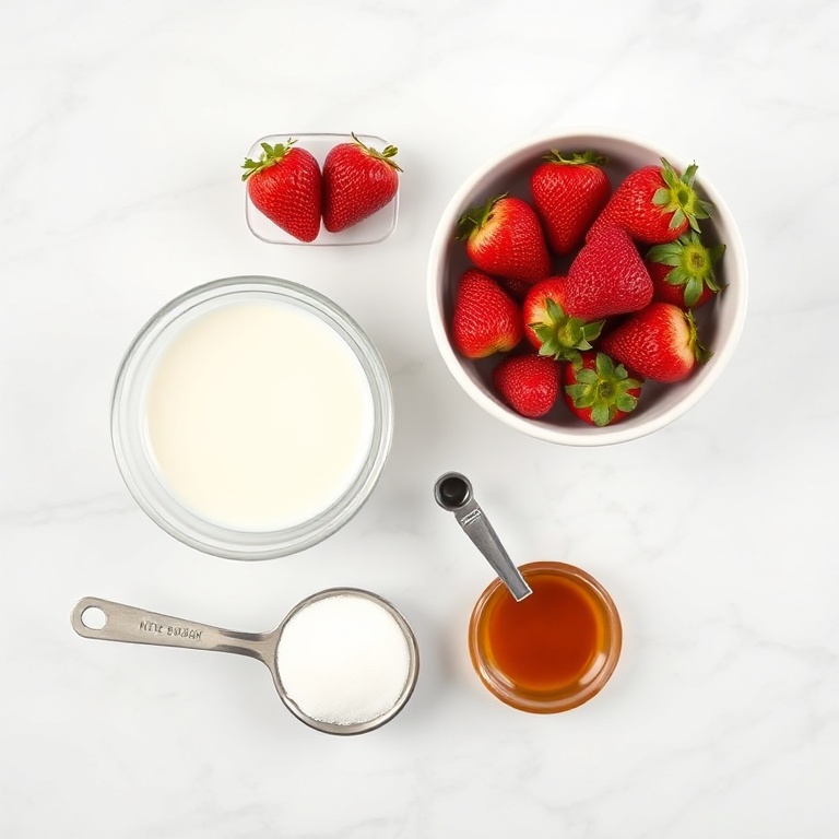 Raw ingredients for Korean strawberry milk