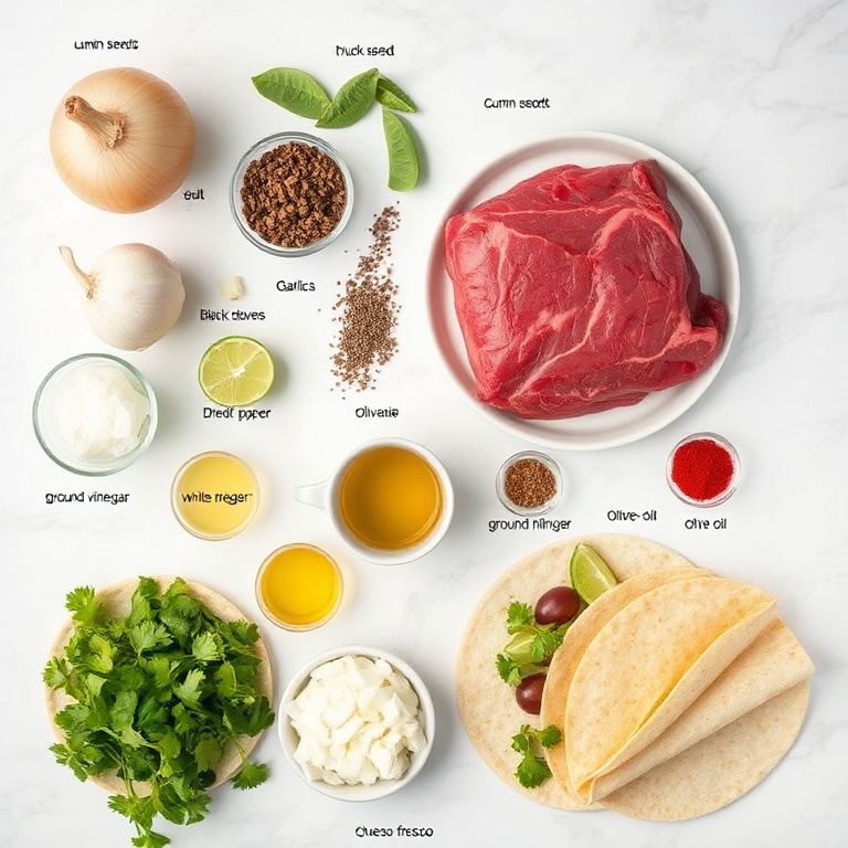 Raw ingredients for Pot Birria Tacos