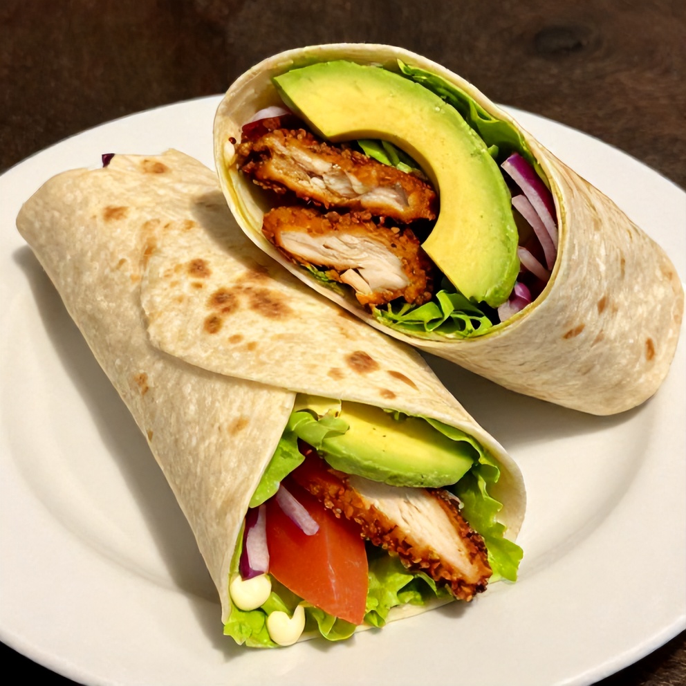 Plated Quick Chicken Avocado Wrap