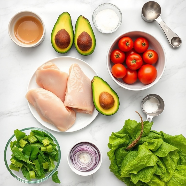 Raw ingredients for Quick Chicken Avocado Wrap