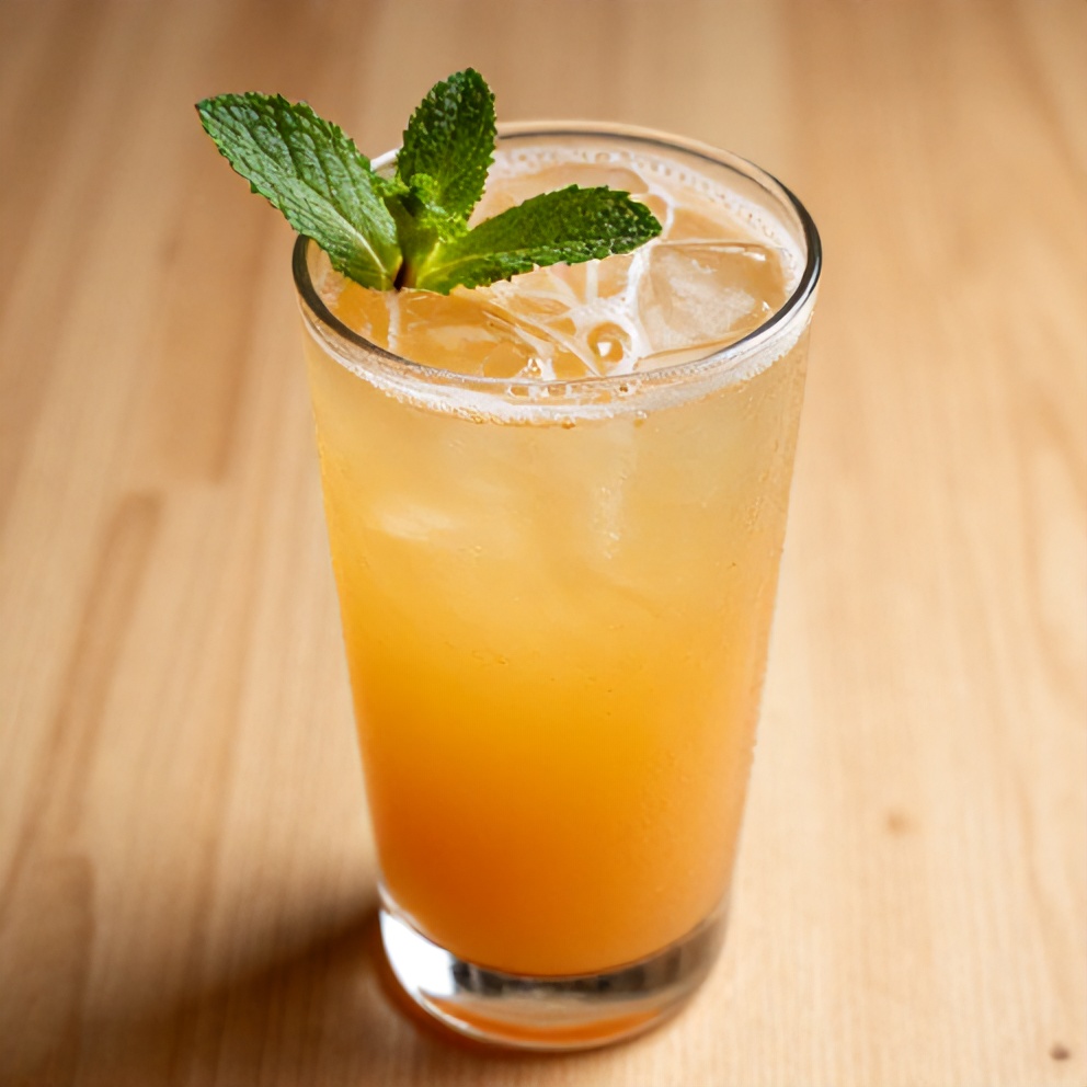 Glass of Peach Ginger Lemonade with ice