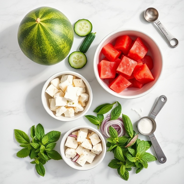 Watermelon Cucumber Salad Ingredients