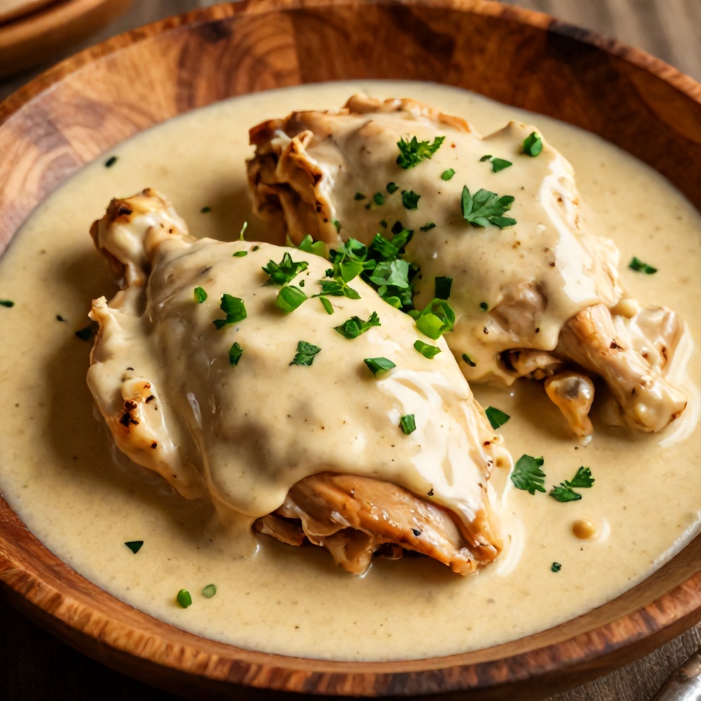 Plated Slow Cooker Cajun Butter Chicken with Creamy Sauce