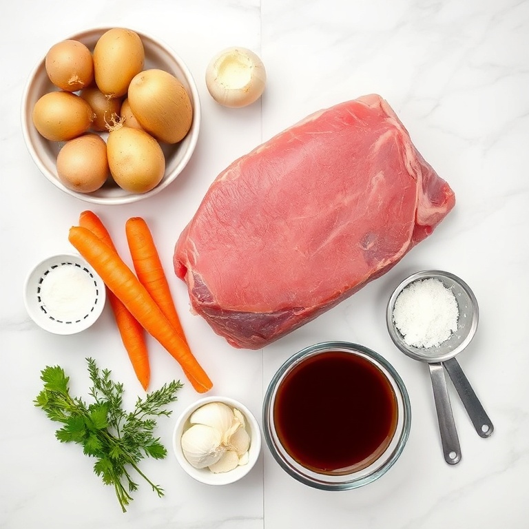 Raw ingredients for slow cooker chuck roast