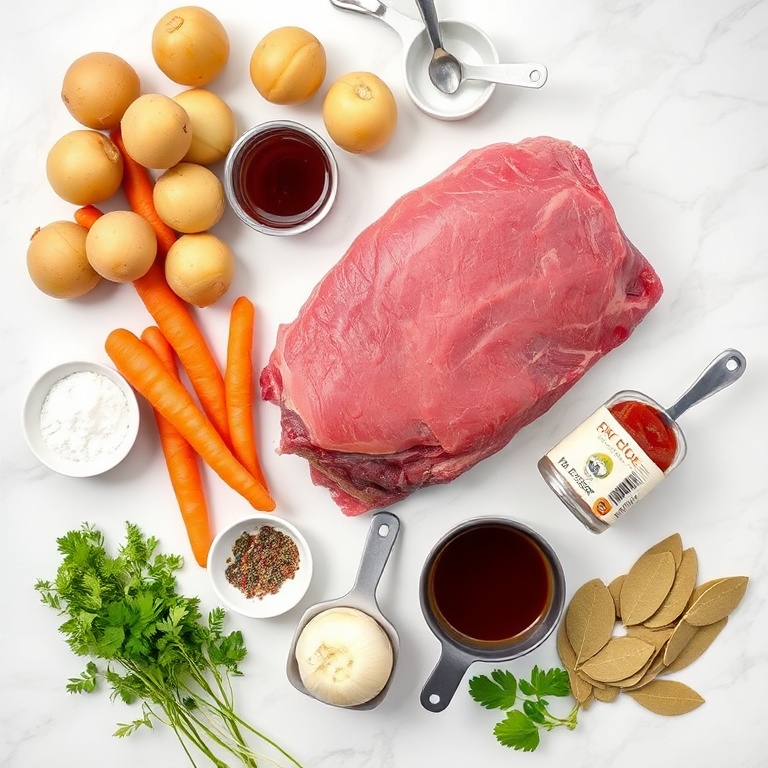 Raw Ingredients for Slow Cooker Chuck Roast with Vegetables