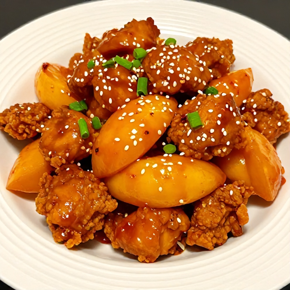 Plated Spicy Jalapeño Peach Chicken
