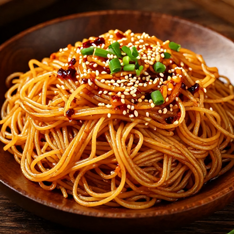Spicy Potato Noodles with Garlic and Chili Sauce