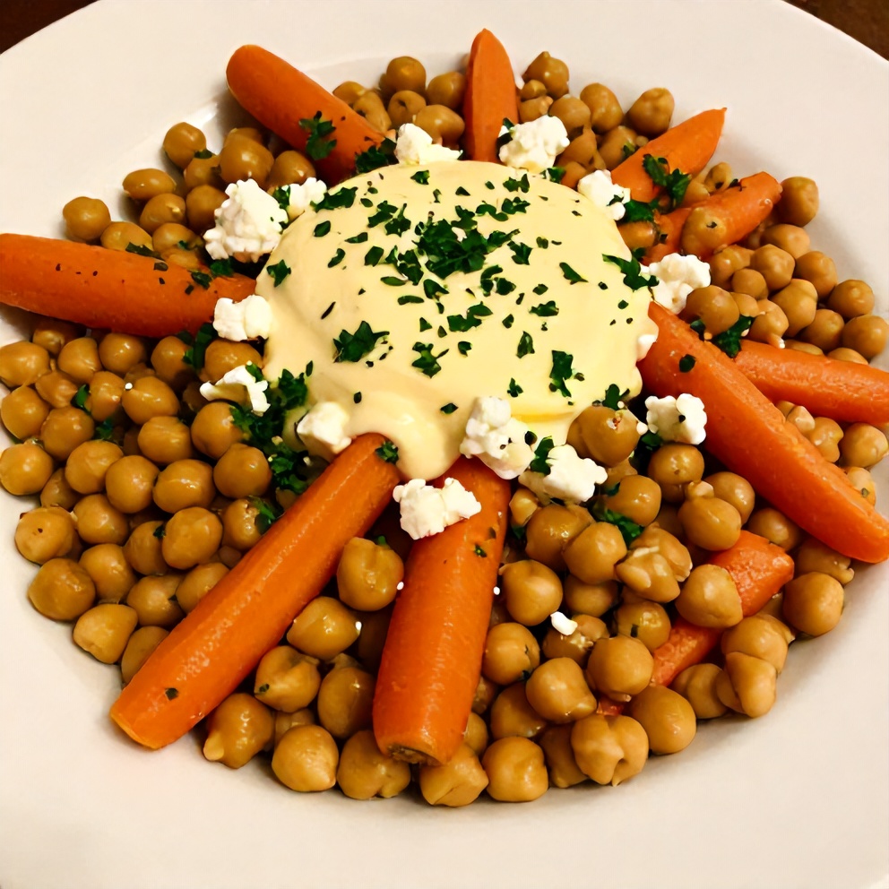 Plated Spring Carrot and Chickpea Salad with Lemon Dressing