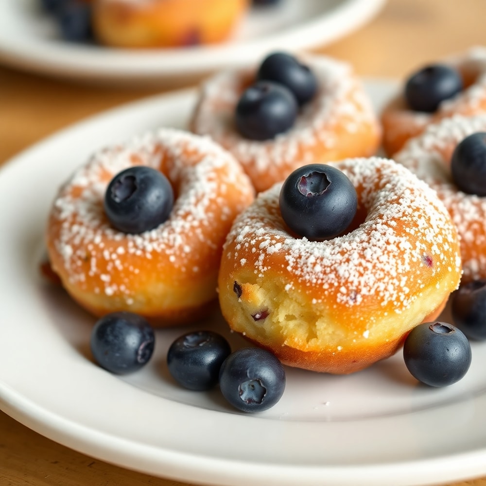Finished Air Fryer Blueberry Cottage Cheese Donut Holes