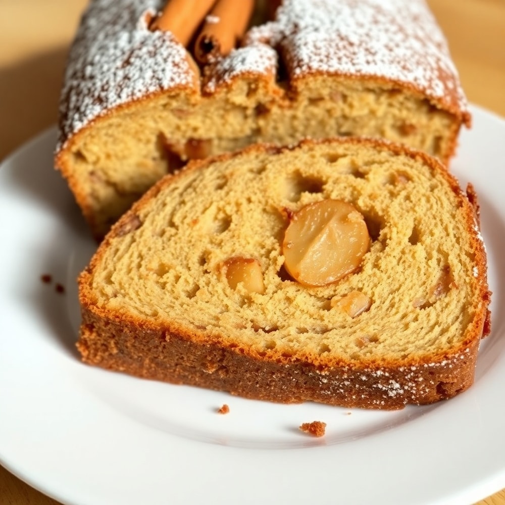Slice of Cinnamon Apple Bread on a plate