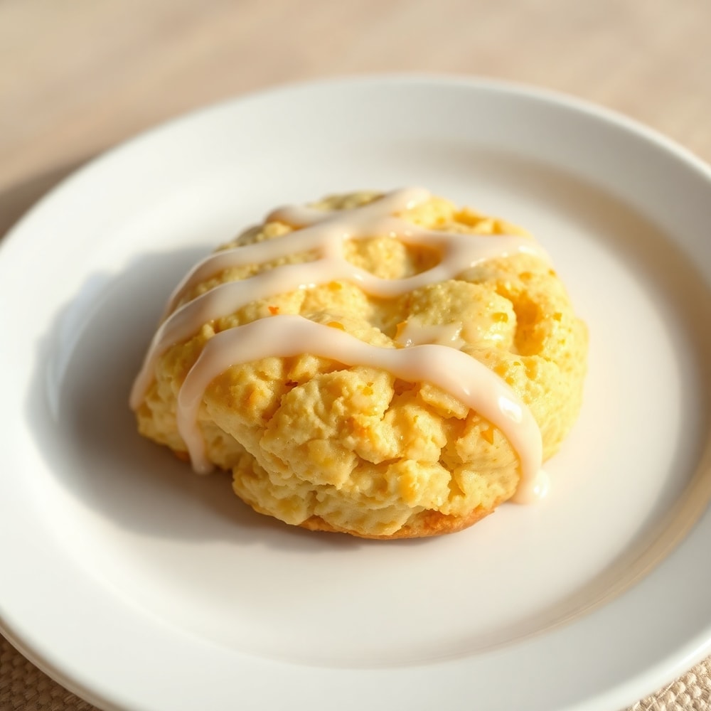 Plated orange scone cookie on a white plate