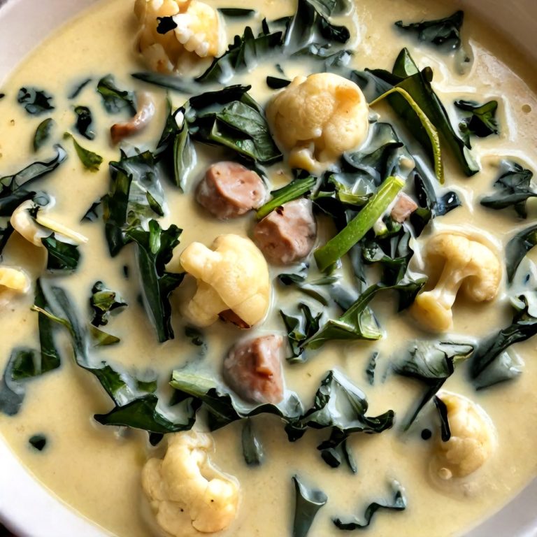 creamy cauliflower sausage kale soup