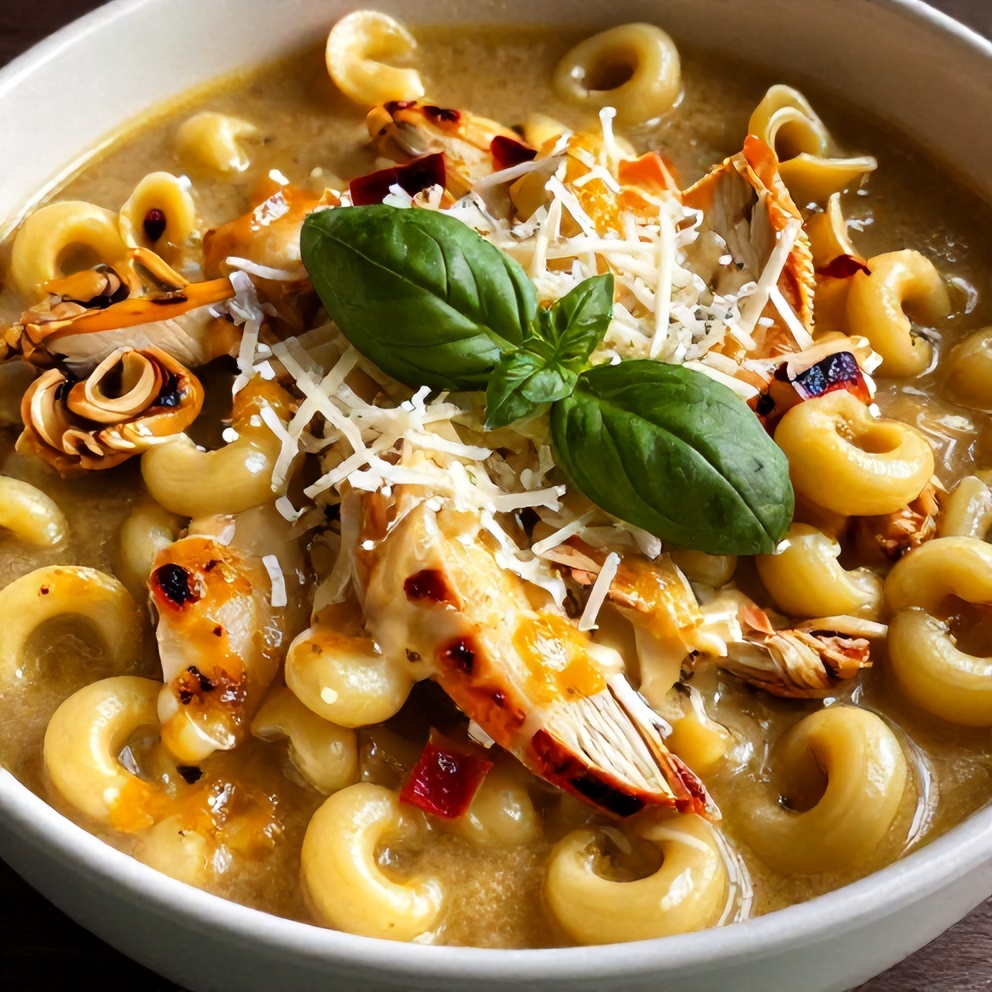 Finished Crock Pot Chicken Parmesan Soup with Tortellini