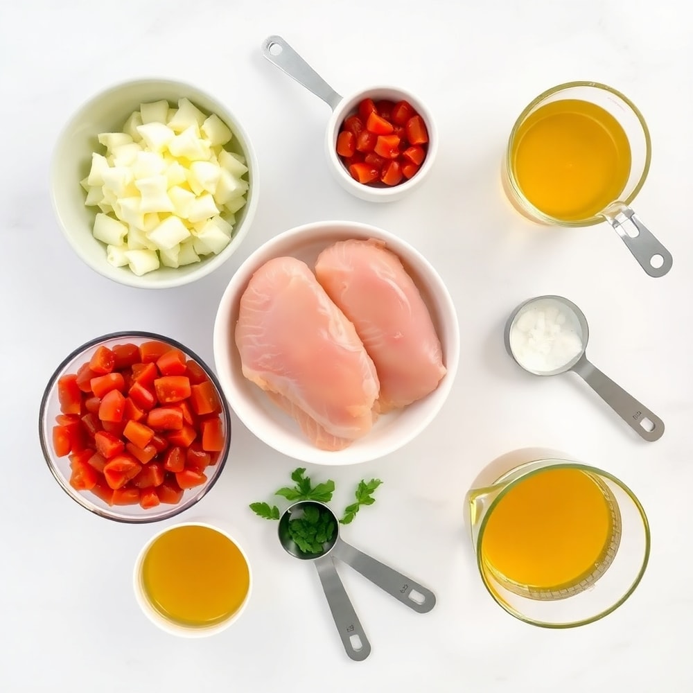 Raw ingredients for Crock Pot Chicken Parmesan Soup with Tortellini