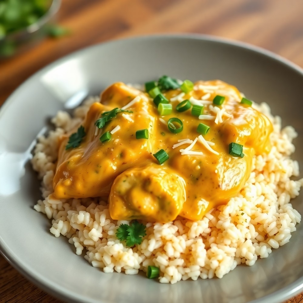 Plated Creamy Crockpot Cajun Butter Chicken