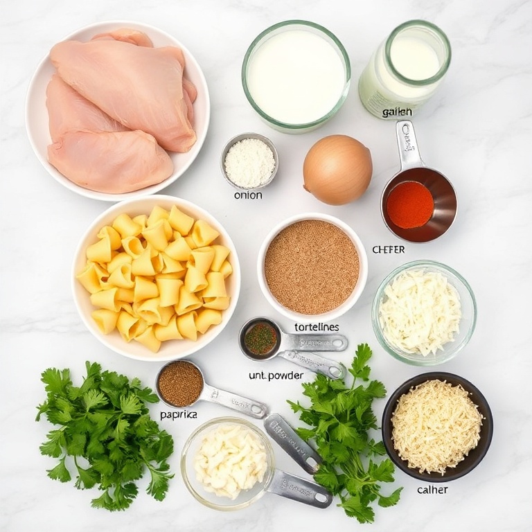 Raw ingredients for Crockpot Chicken Tortellini