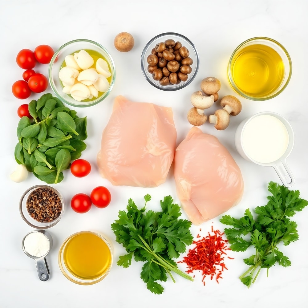 Raw Ingredients for Creamy Garlic Chicken