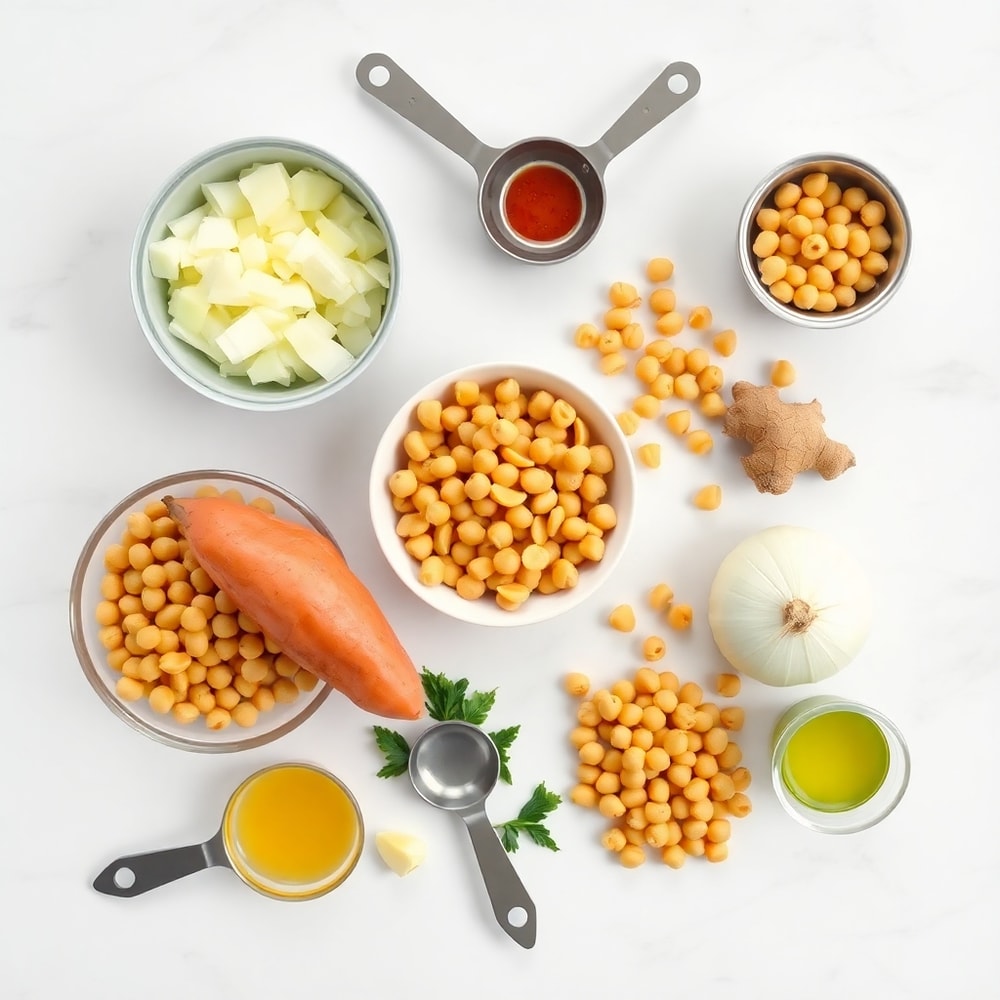 Ingredients for Creamy Moroccan Sweet Potato Soup with Chickpeas