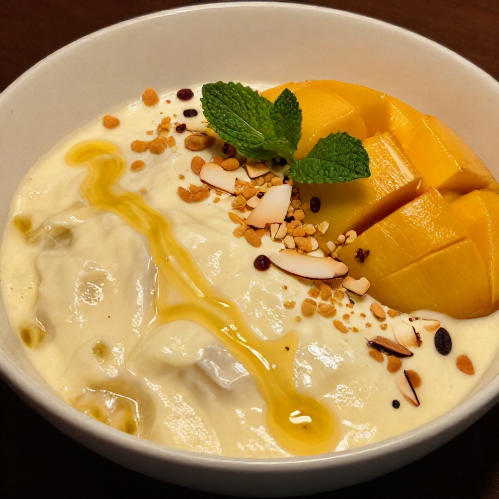Pandan Coconut Overnight Oats with Mango Drizzle