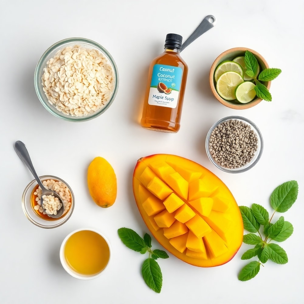 Raw ingredients for Pandan Coconut Overnight Oats