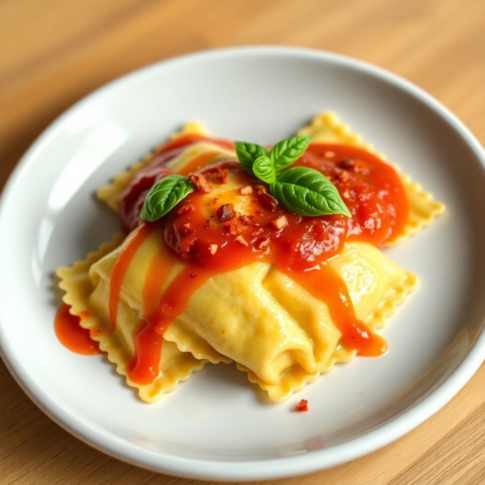 Plated Air Fryer Ravioli