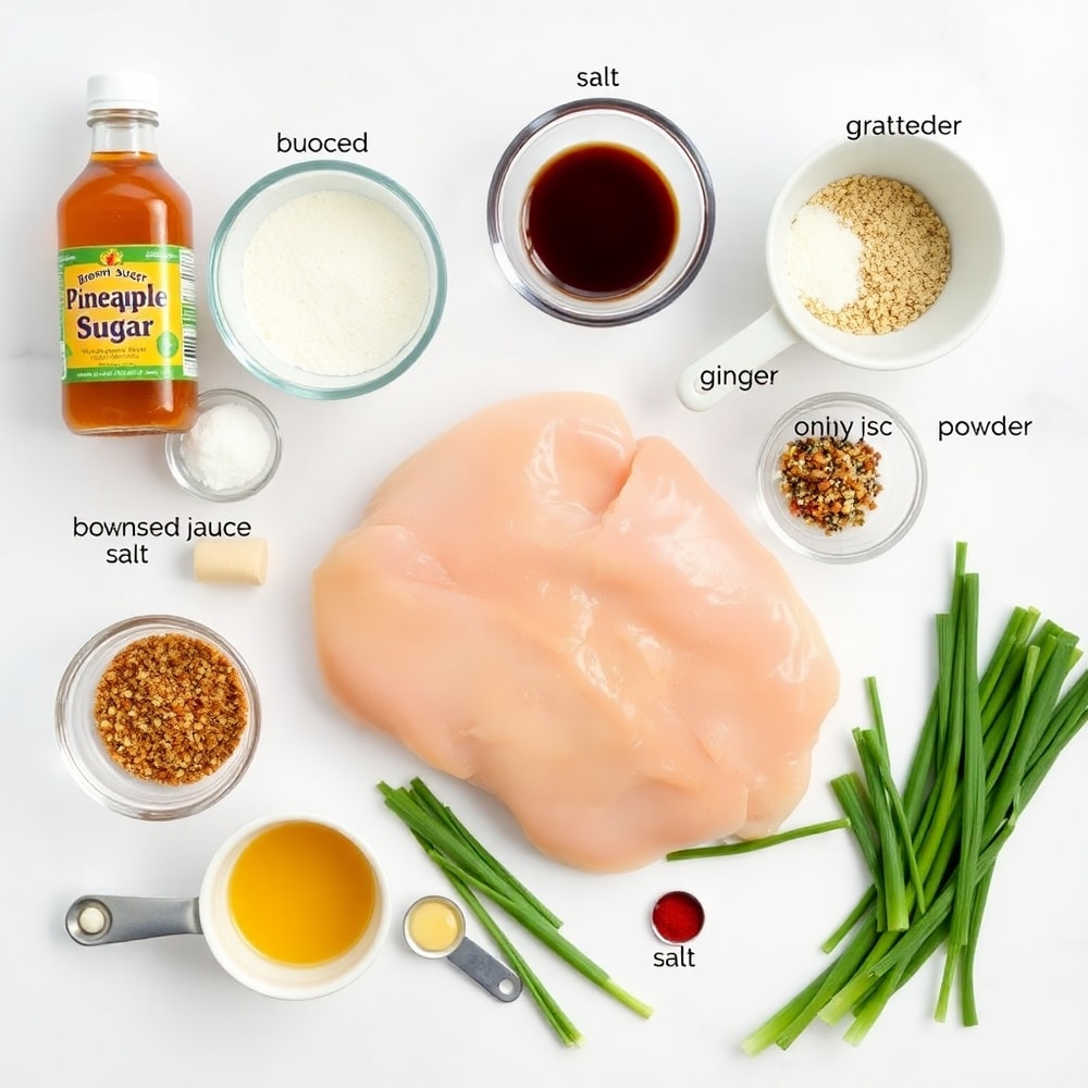 Raw ingredients for Brown Sugar Pineapple Chicken
