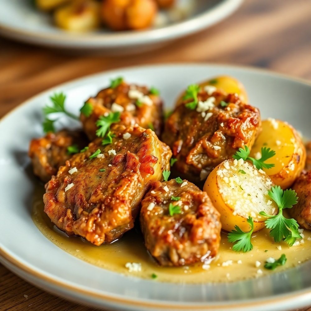Garlic Butter Steak Bites and Potatoes