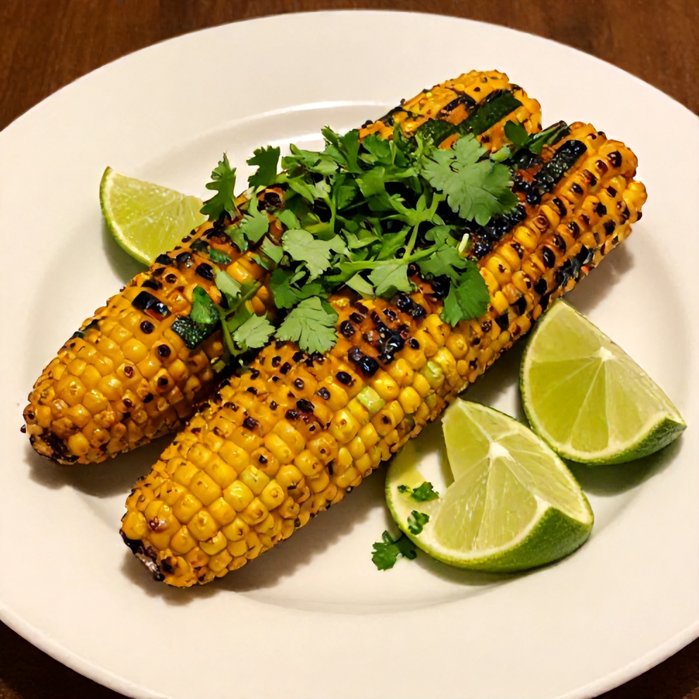 Plated crispy grilled zucchini with lime and cilantro