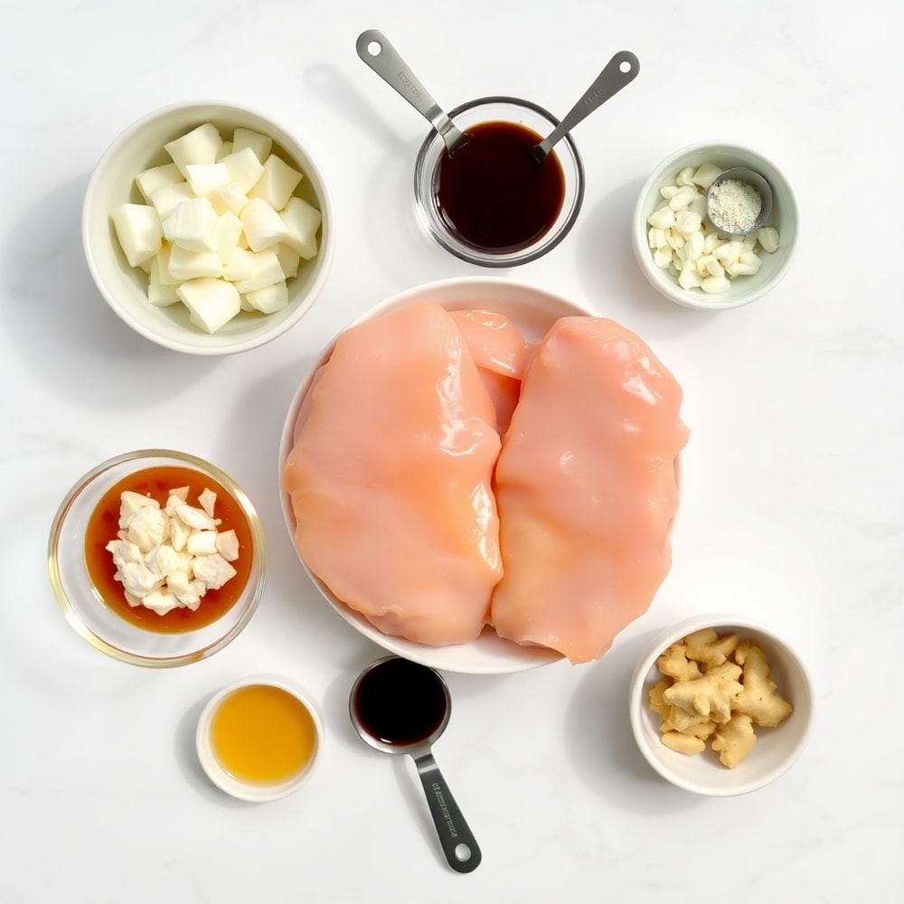 Raw ingredients for Honey Garlic Chicken in the slow cooker