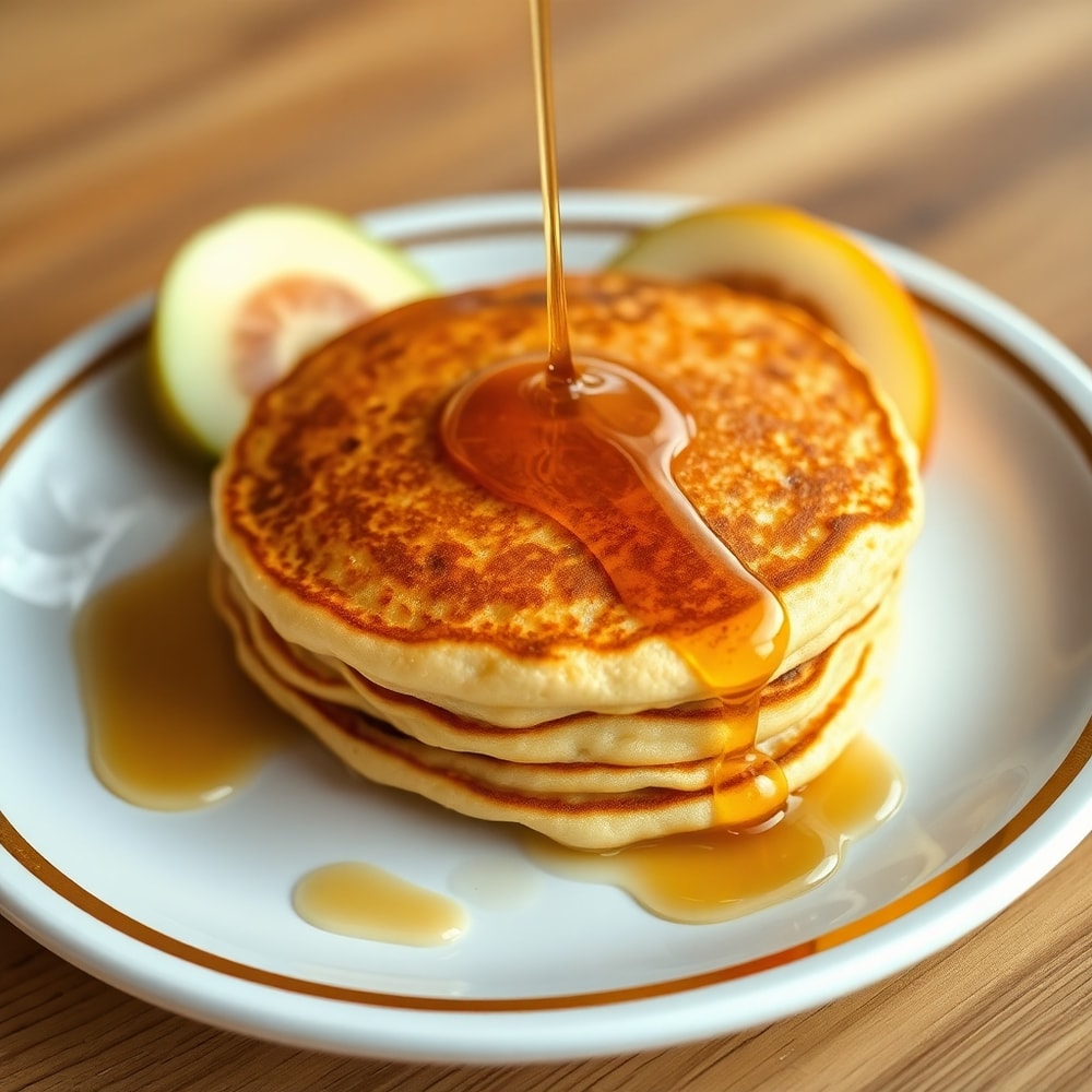 Stack of Crispy Lion Pancakes with syrup