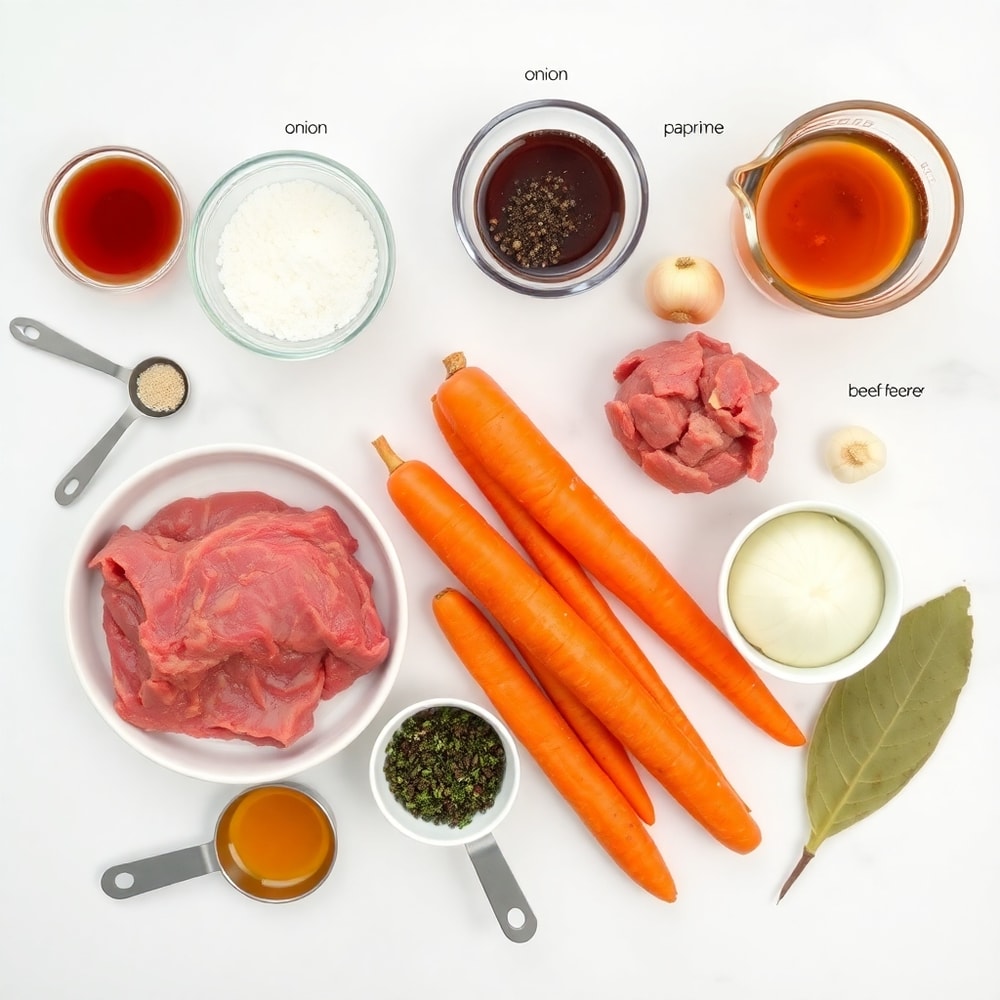 Raw Ingredients for Easiest Crock Pot Beef Stew Recipe Ever