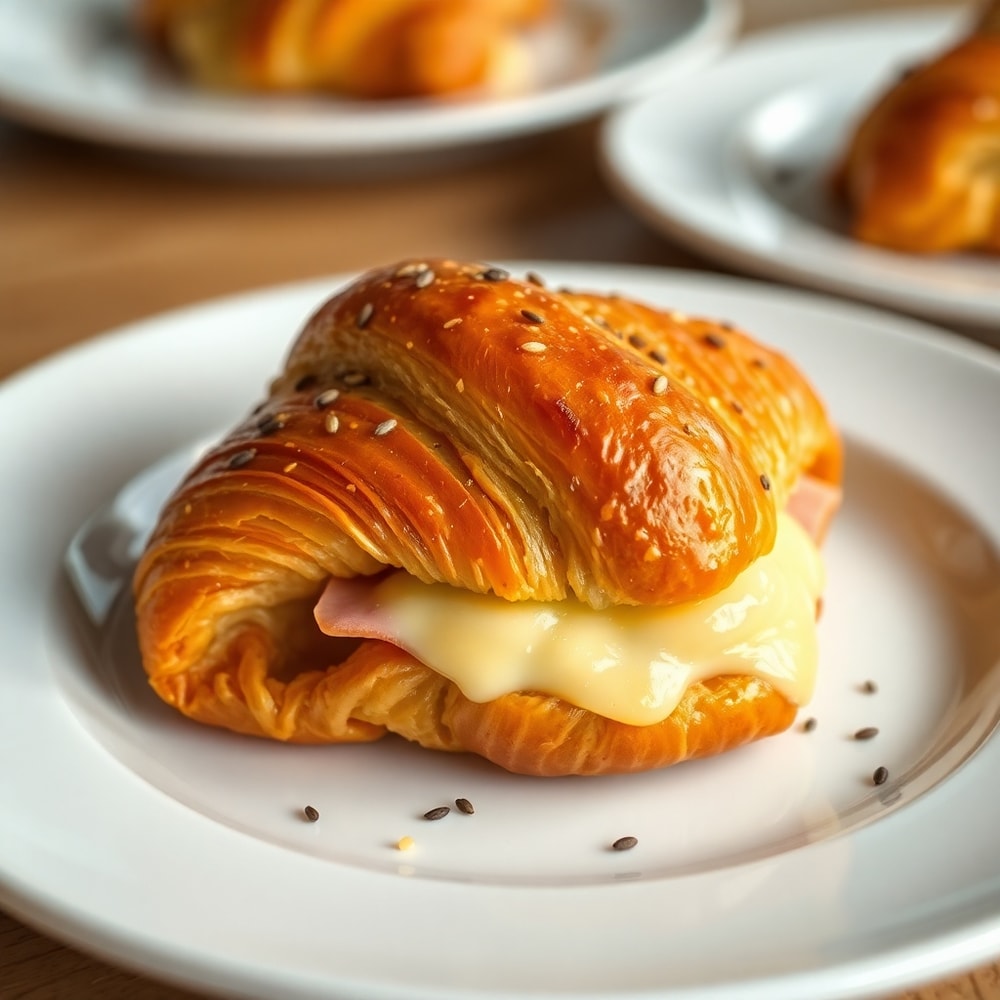 Plated Ham and Cheese Croissant