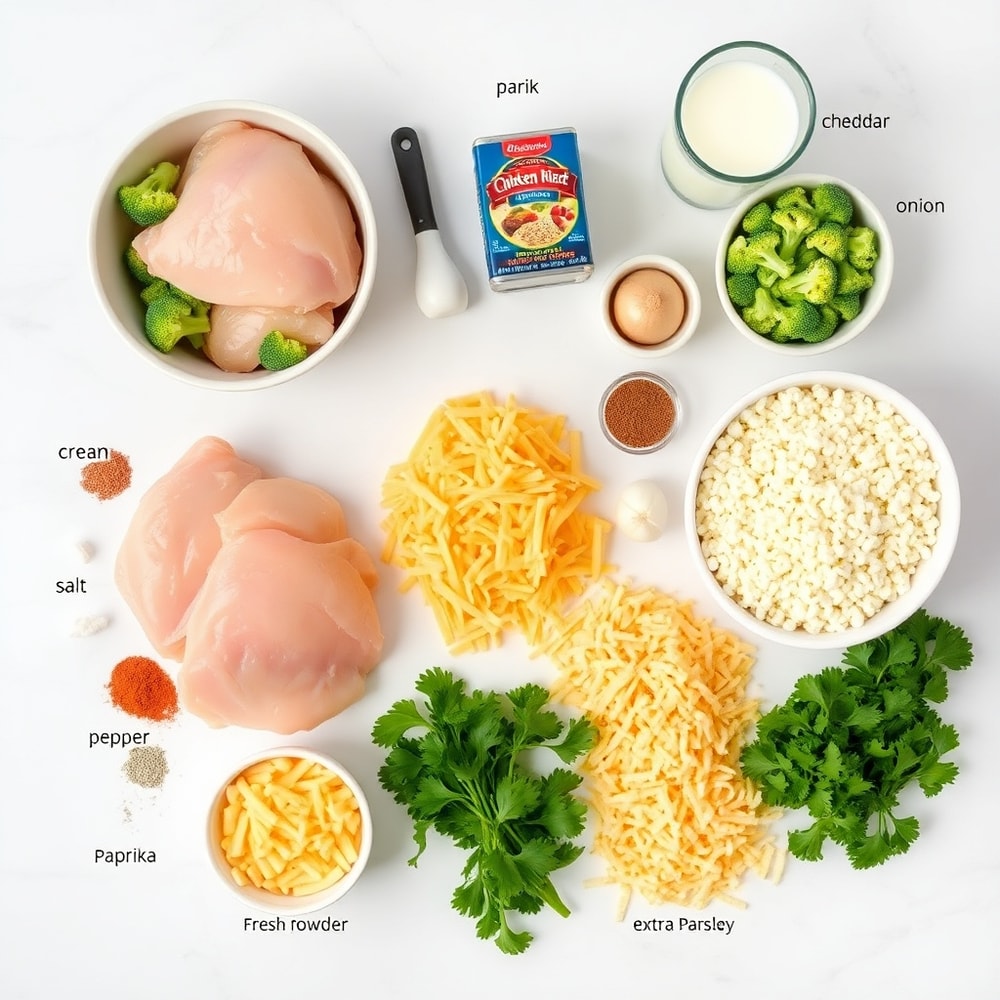 Raw Ingredients for Cheesy Chicken and Rice Crockpot Dinner