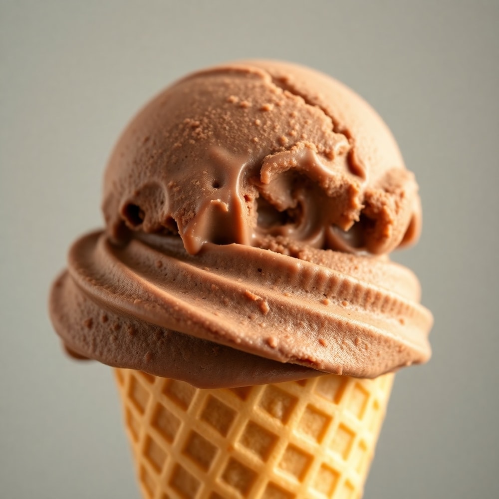 Scoop of Chocolate Greek Yogurt Ice Cream on a cone