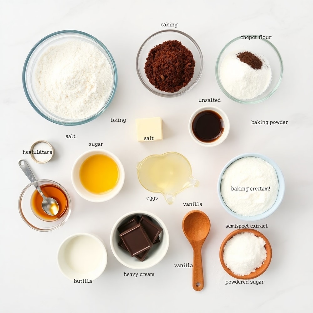Raw ingredients for chocolate mousse brownies