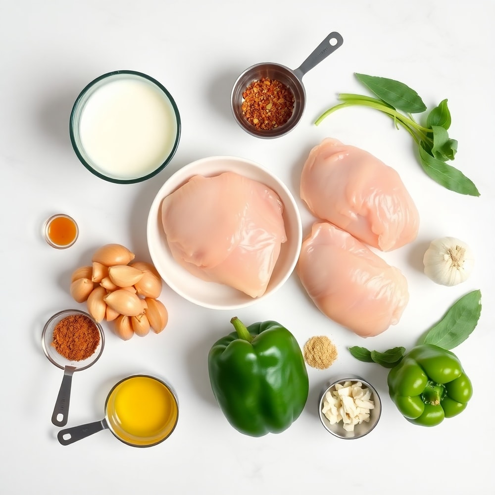 Raw ingredients for easy coconut chicken