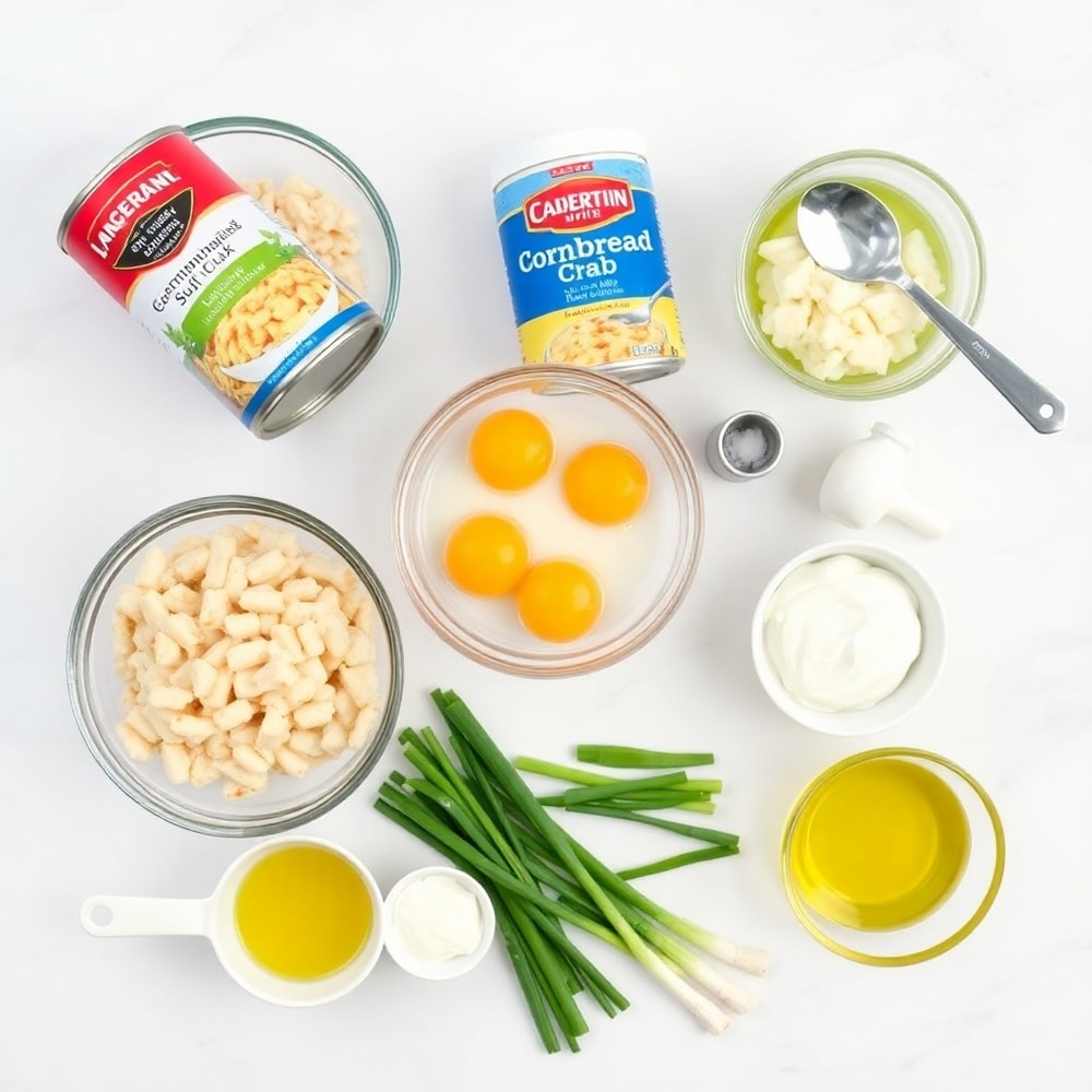 Raw ingredients for Cornbread Stuffing Crab Cakes
